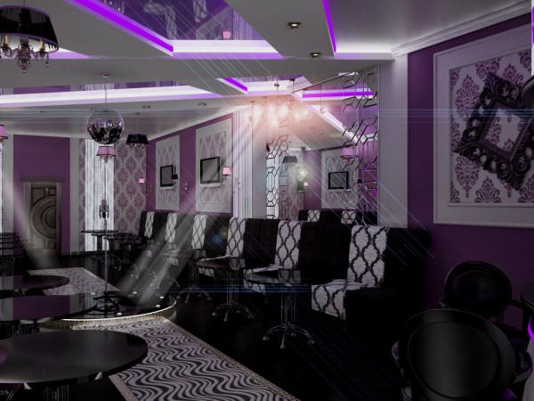 дизайн караоке-бара, свет и стена